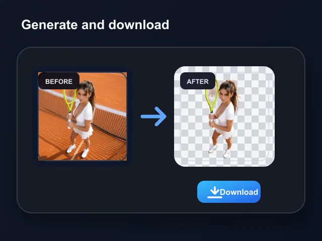Before and after image background remover result with download button