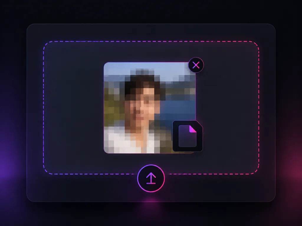 Uploading a blocky photo to the free unpixelate image tool