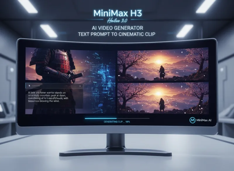 テキストプロンプトからシネマティッククリップを生成するMiniMax H3 (Hailuo 3.0) AI動画ジェネレーター