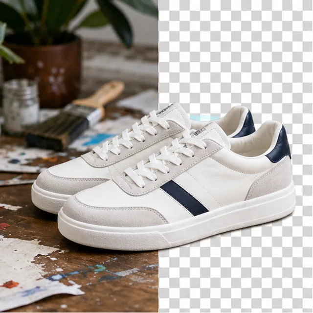 Ecommerce product photo with background removed over a transparent grid