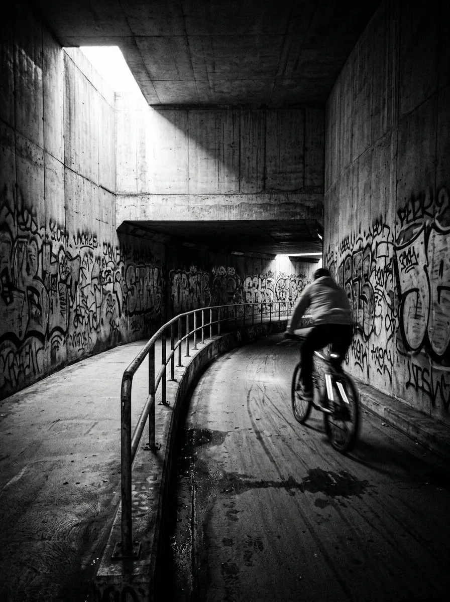 3.1. Black & White Urban Cyclist generated image example