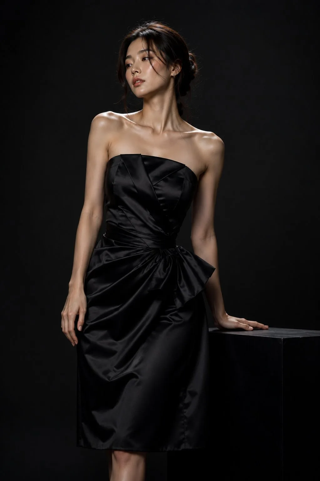 Korean Couture Dark Studio Portrait Series generated image variant 2