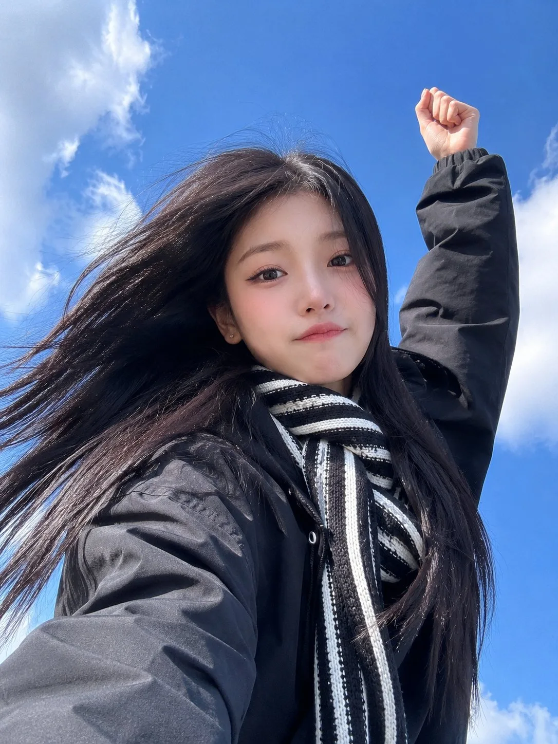 Low-Angle Blue Sky Smartphone Selfie generated image variant 2