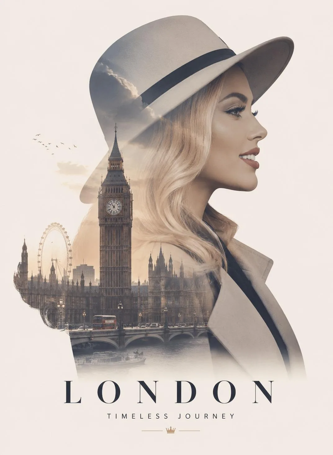 City Placeholder Double Exposure Travel Poster generated image example 1