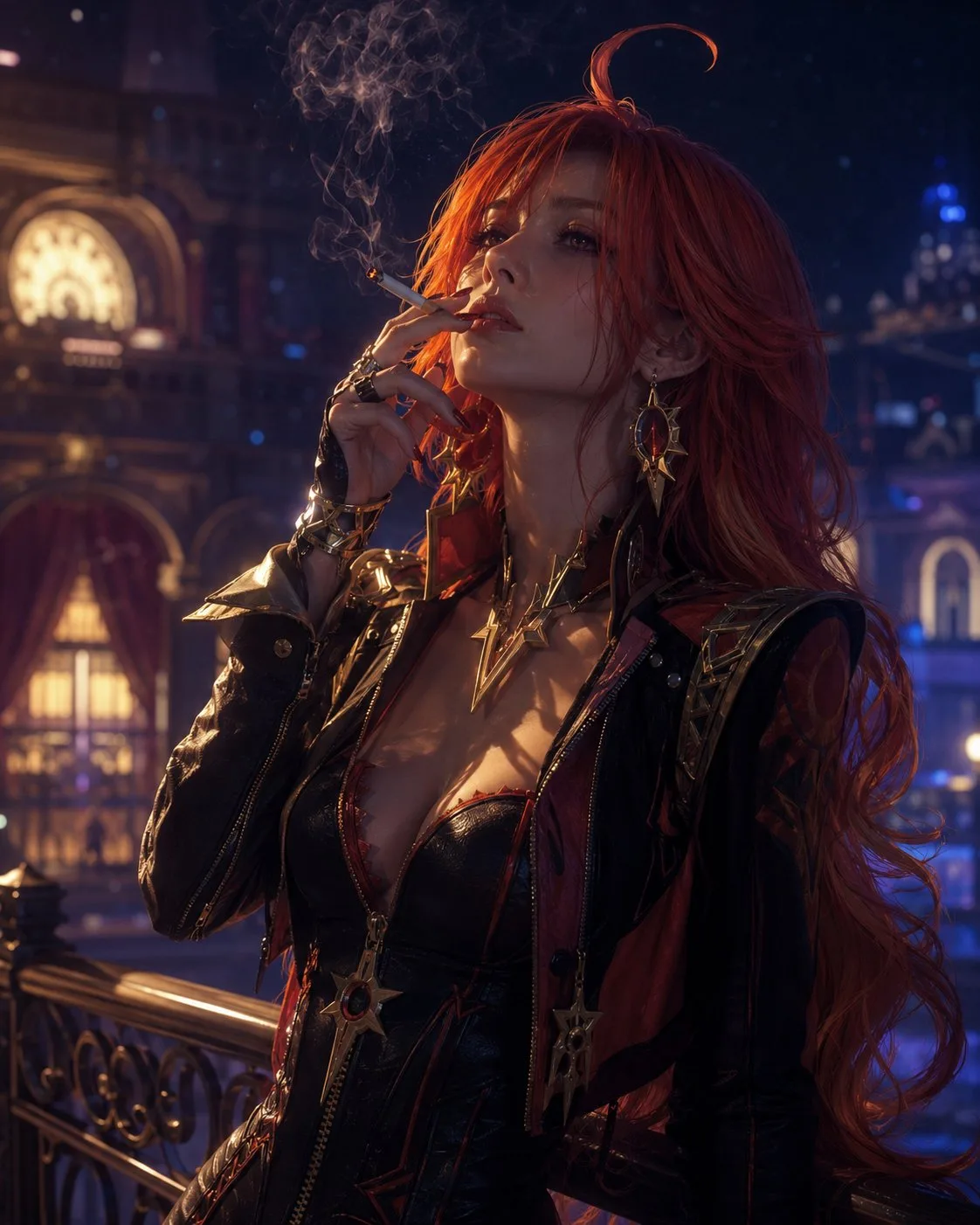 Fallen idol night balcony character portrait generated image example