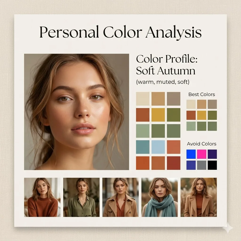 Infographic / Edu Visual - Minimalist Personal Color Analysis Board generated image example