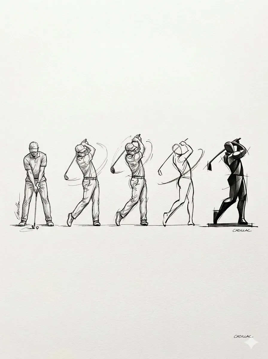 Infographic / Edu Visual - Progressive Golf Swing Artistic Sketch generated image example