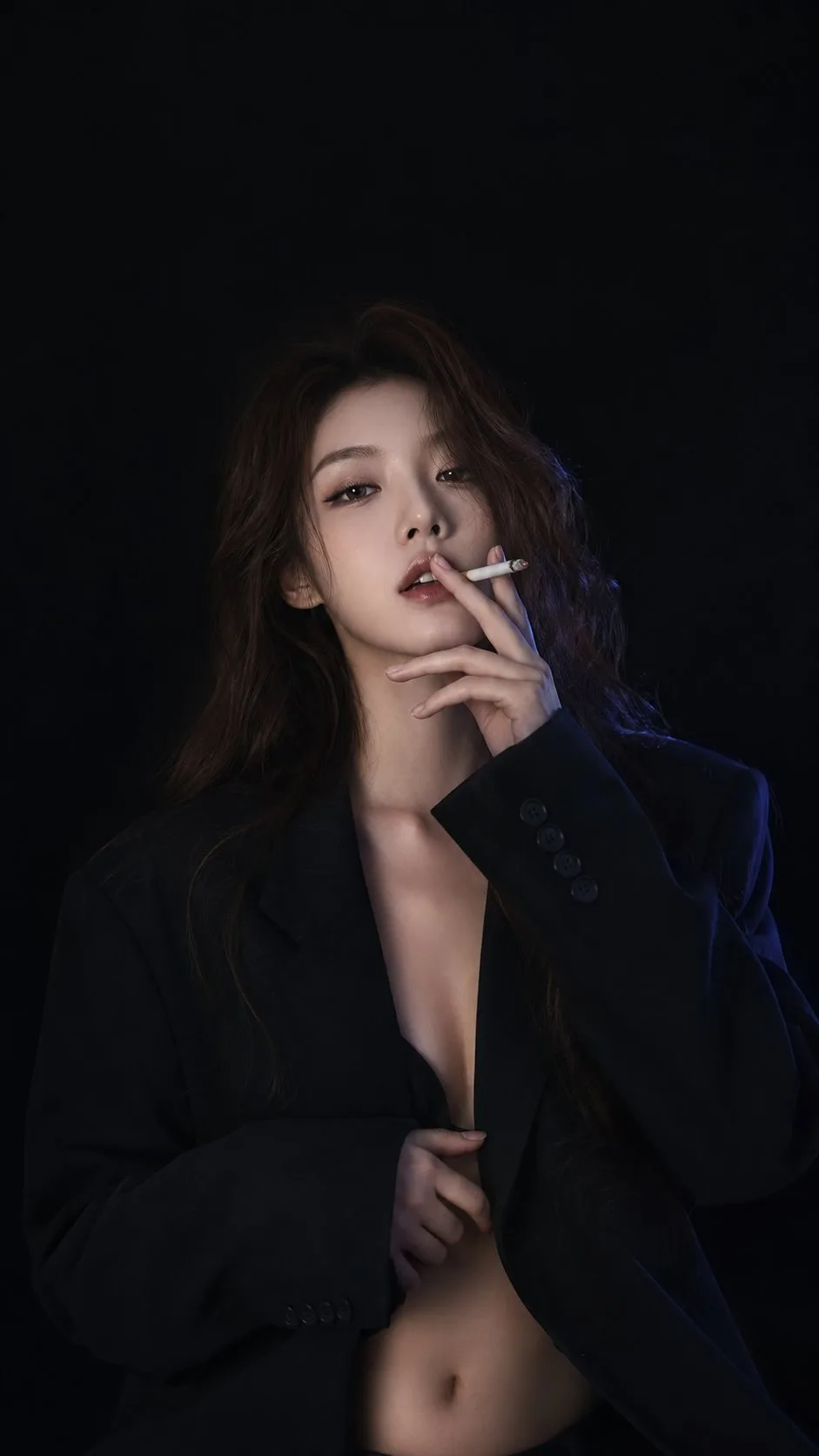 Low-Key Blue Rim Studio Portrait generated image example