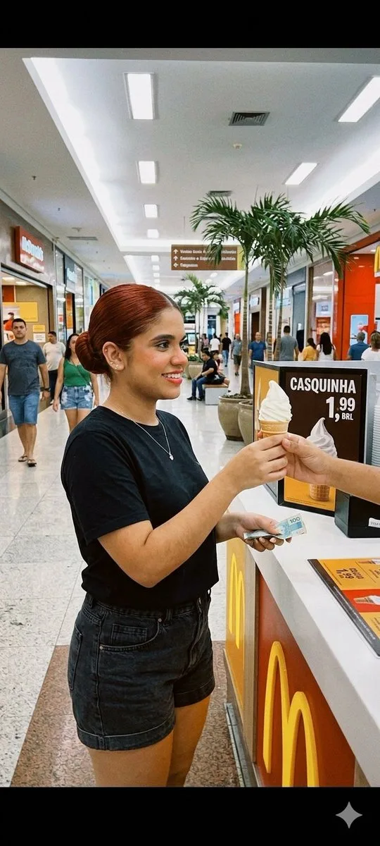 Social Media Post - Candid Mall Ice Cream Kiosk Photo generated image example