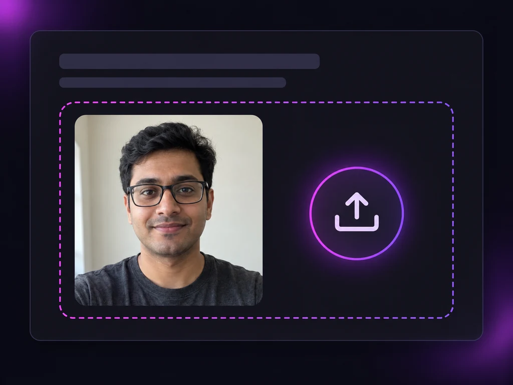 Uploading a front facing selfie to create AI headshots