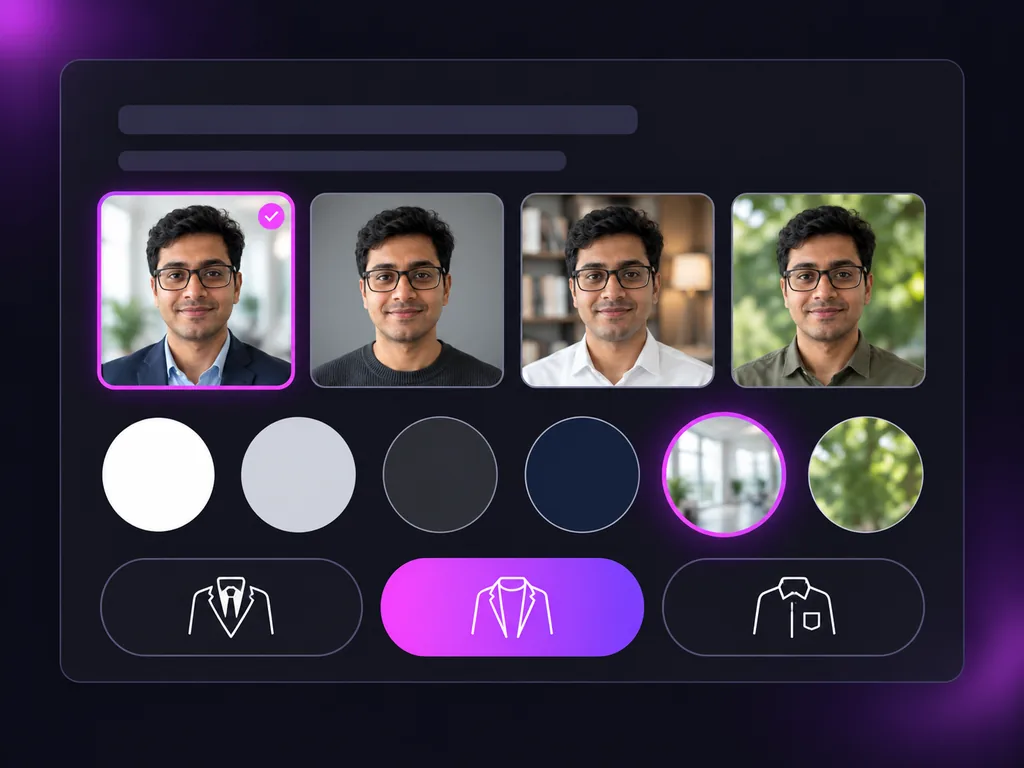 Choosing a LinkedIn style, office background and blazer in the headshot generator