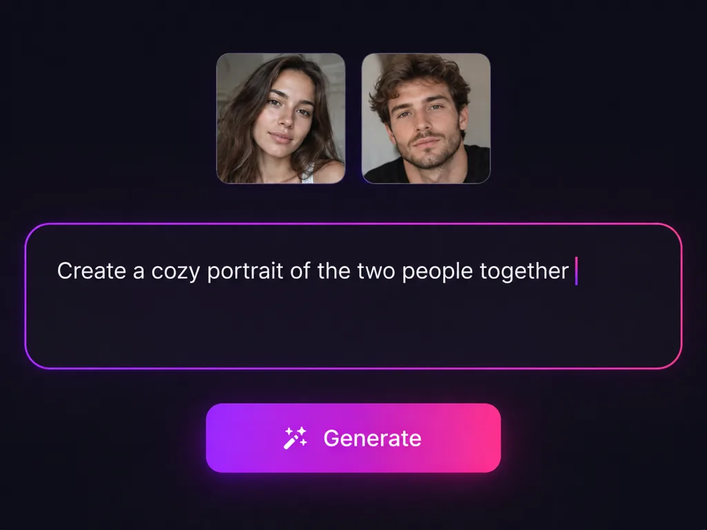 Describing how the AI photo combiner should merge two pictures