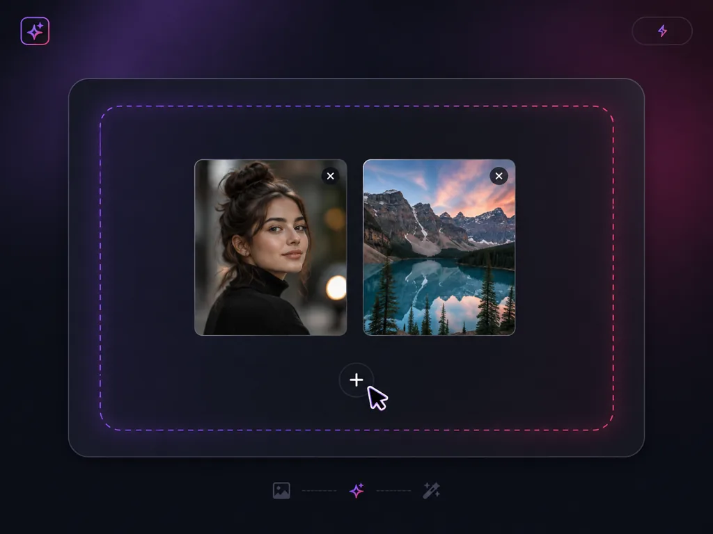 Uploading two photos into the AI image combiner