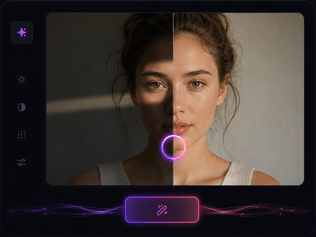 One click AI shadow removal in progress on an uploaded image