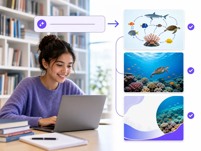 Student using Nano Banana 2 Lite for educational project visuals